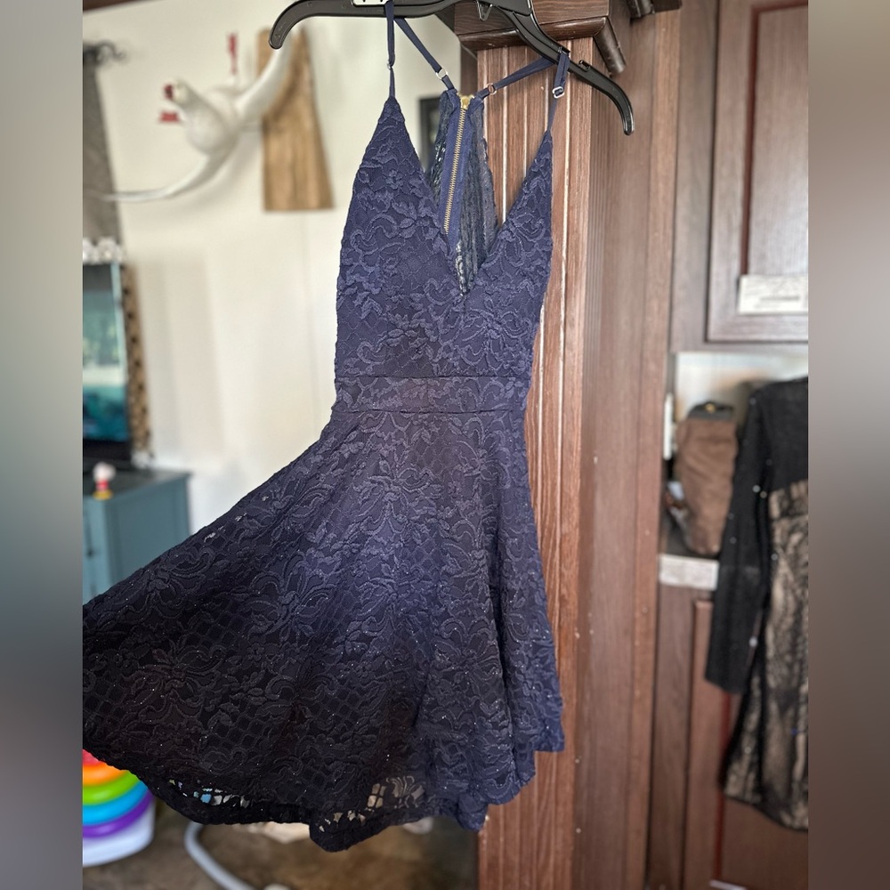 Honey and Rosie Midnight Blue Lace Gown